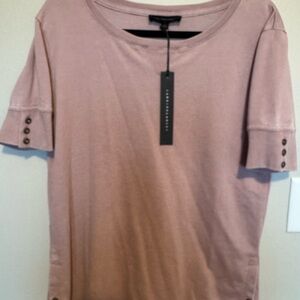 Jane and Delancey Mauve Short Sleeve Tee with Button Accents